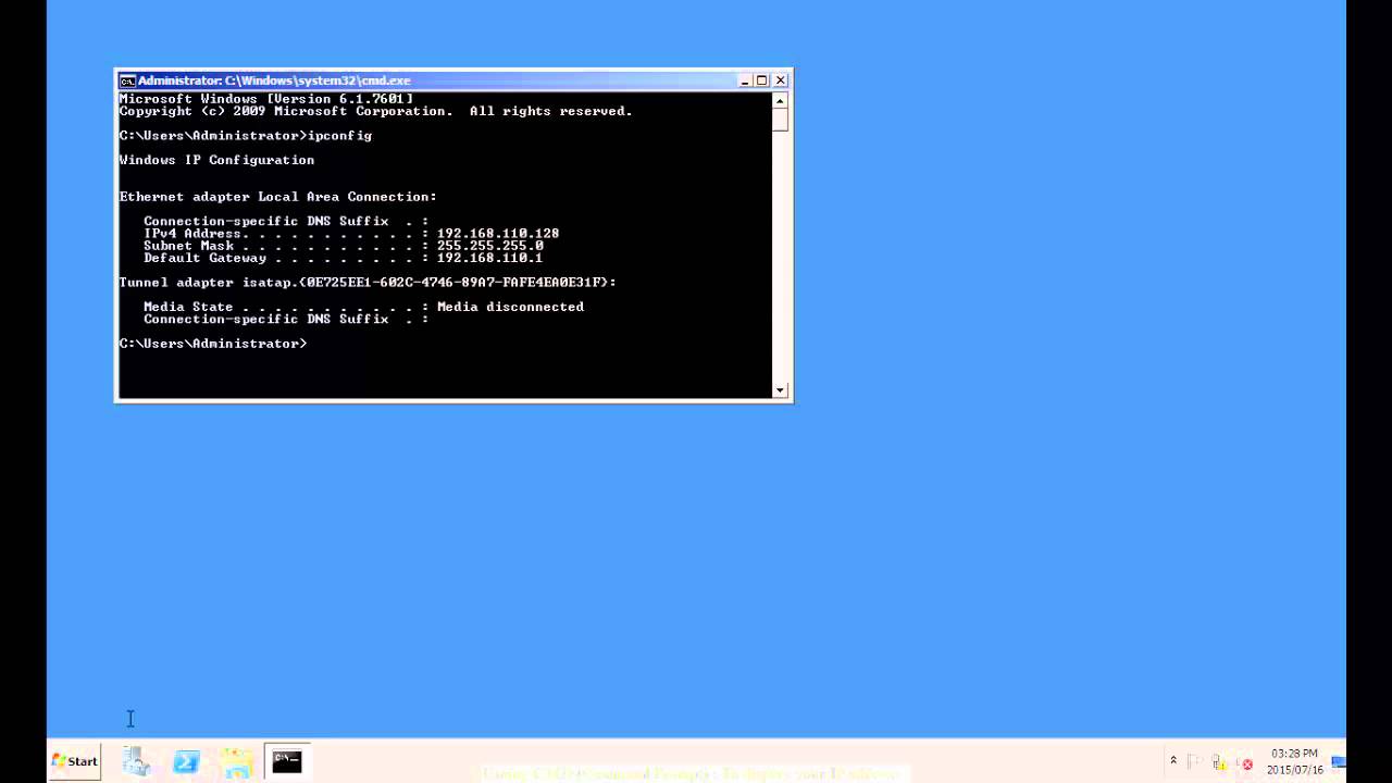 Using CMD (Command Prompt) - To display your current IP Address