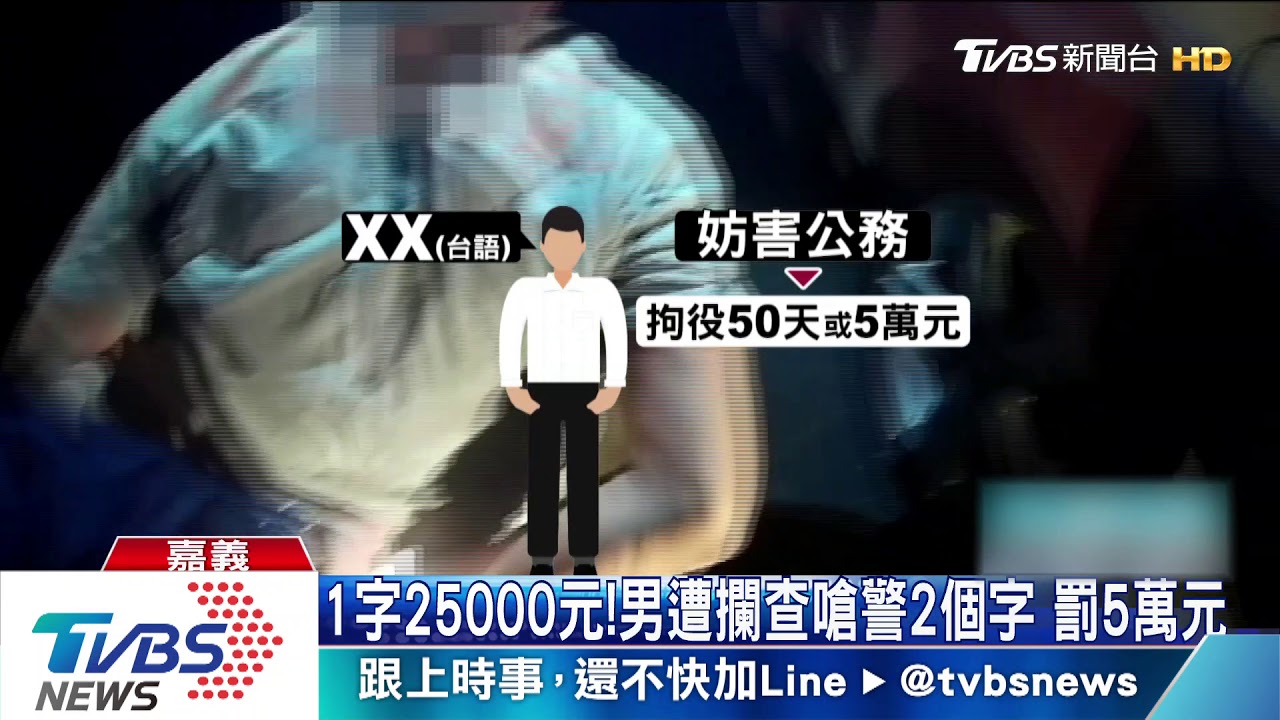 1字25000元！男遭攔查嗆警2個字　罰5萬元