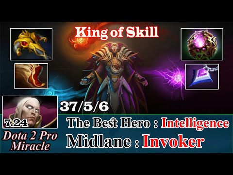 Invoker Midlane Godlike 37 Kill - Dota 2 Pro Miracle Spotlight Gameplay Patch 7.24 - Dota 2 Pro