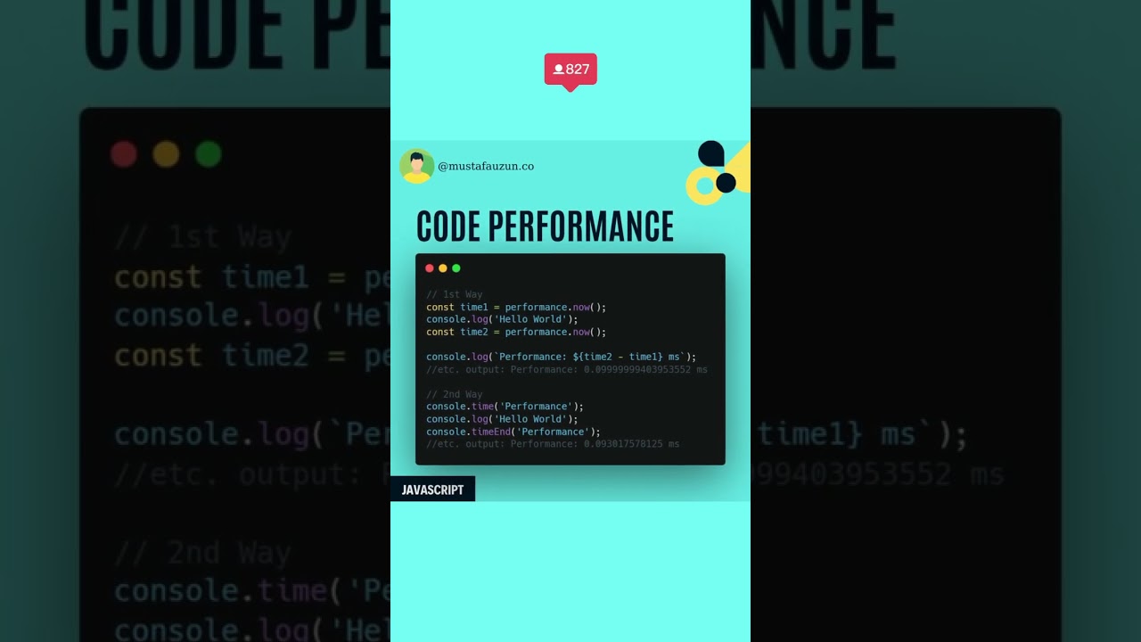 Javascript, Code Performance #javascript #shorts