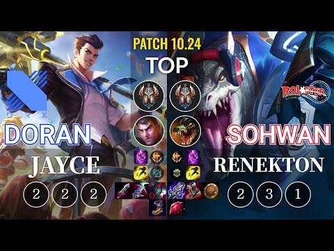 DRX Doran Jayce vs KT SoHwan Renekton Top - KR Patch 10.24
