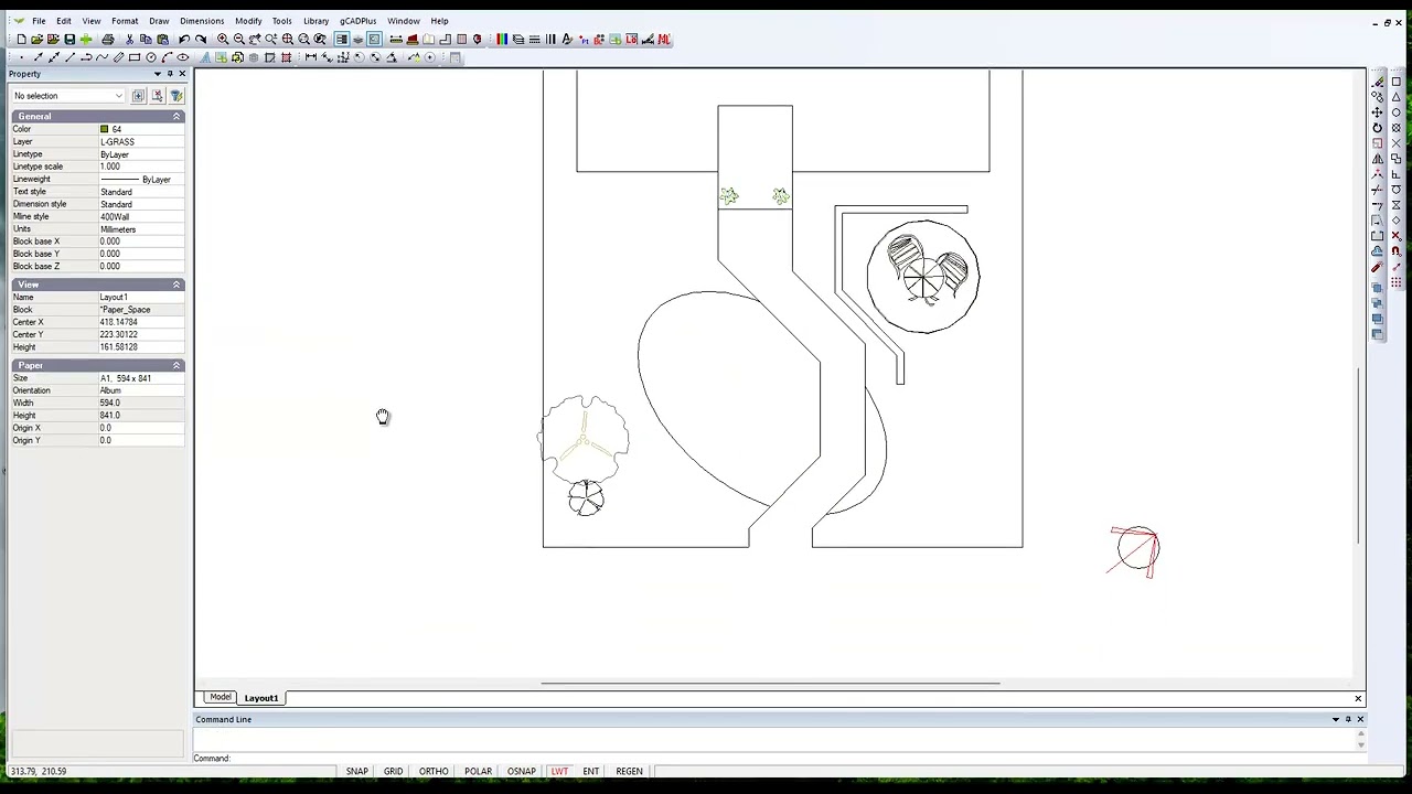 Creating a landscape design from scratch using gCADPlus - Part 5