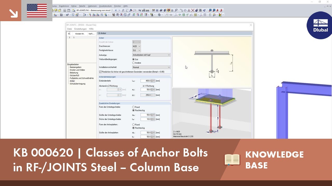 KB 000620 | Classes of Anchor Bolts in RF-/JOINTS Steel – Column Base
