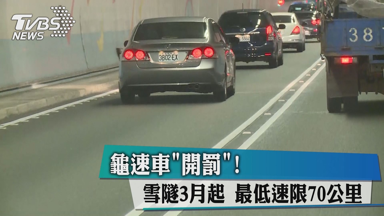 龜速車「開罰」！雪隧3月起　最低速限70公里