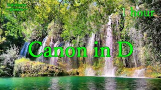 Download lagu 【高音質:1時間】パッヘルベル『カノン』リラックス1/fゆらぎ滝４K風景　癒しのクラシック名曲　勉強用/作業用/リラックス用BGV mp3