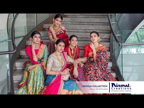 Floral silk nirmal creations blue zardozi work patola leheng...