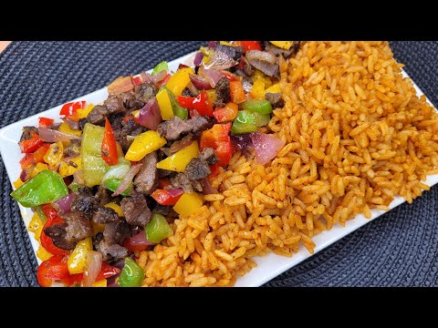 REVAMPED NIGERIAN JOLLOF RICE WITH Beef Kebabs