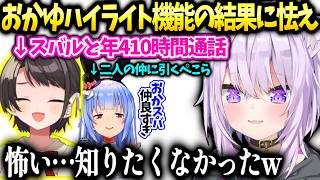 おかゆんハイライト機能で色々判明とスバルとの関係に怯える【猫又おかゆ/ホロライブ】