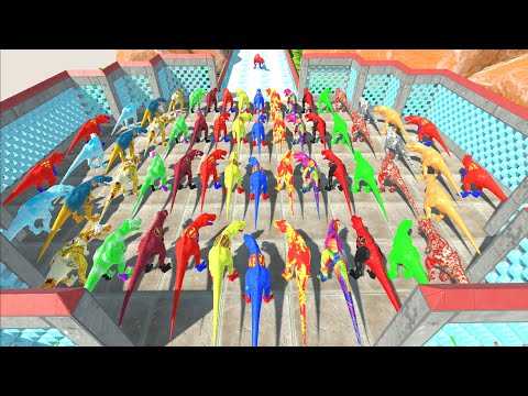 999 DINOSAURS T-REX COLOR DEATH RUN - Animal Revolt Battle Simulator