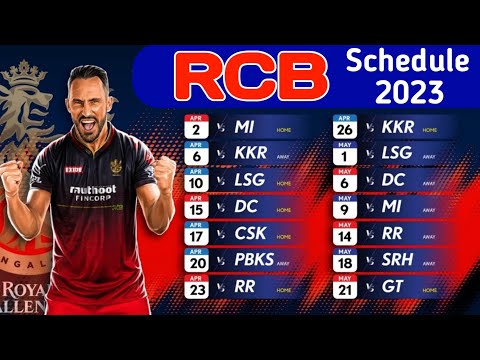 IPL 2023 RCB All 14 Matches Schedule | Royal Challengers Bangalore All 14 matches Schedule 2023