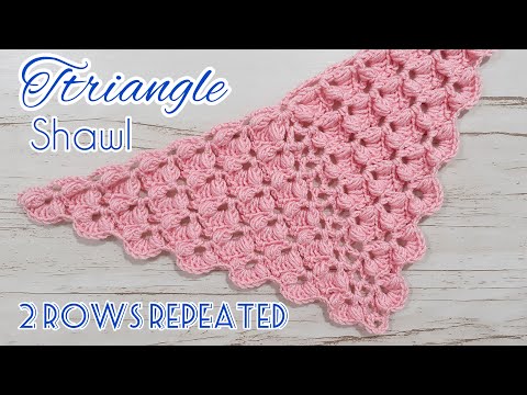 how to make pretty crochet triangle shawl with only 2 rows👍