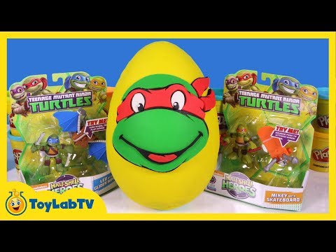 Giant TMNT Play Doh Surprise Egg With, Lego,  SpongeBob & Big Hero 6 Toys