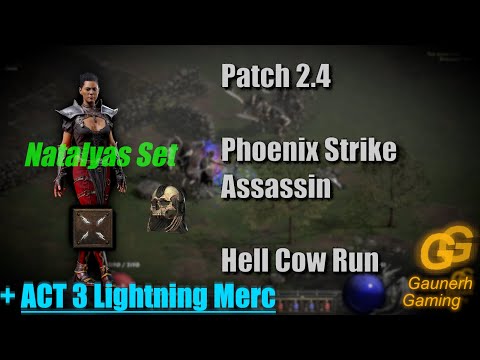 Phoenix Strike Assassin Natalyas Set Act 3 Lightning Merc - Hell Cows - PTR 2.4 Diablo 2 Resurrected