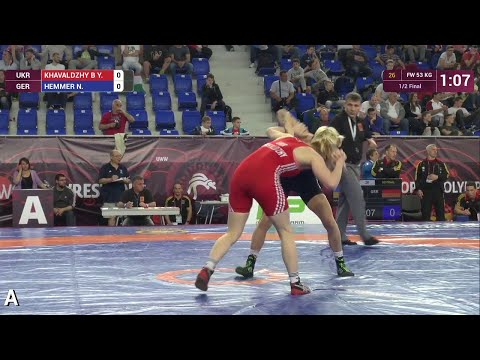 1/2 FW - 53 kg: N. HEMMER (GER) df. Y. KHAVALDZHY B (UKR), 10-8
