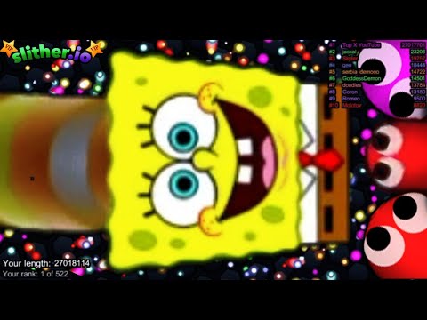 Slither.io A.I SPONGEBOB Vs TINY Pro Snakes - Epic Skin Slitherio Vip Gameplay - World Record
