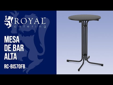 vídeo - Mesa de bar alta - Ø 70 cm - plegable - negra