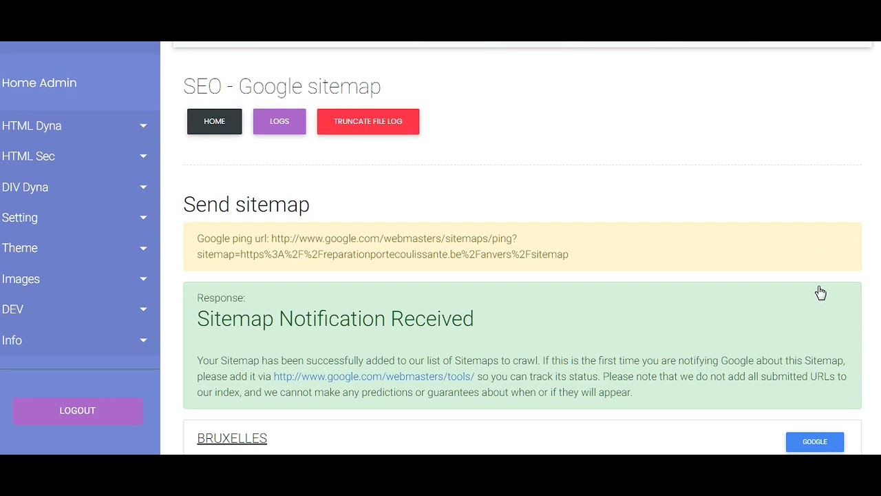 Envoyer votre sitemap à Google outil PING