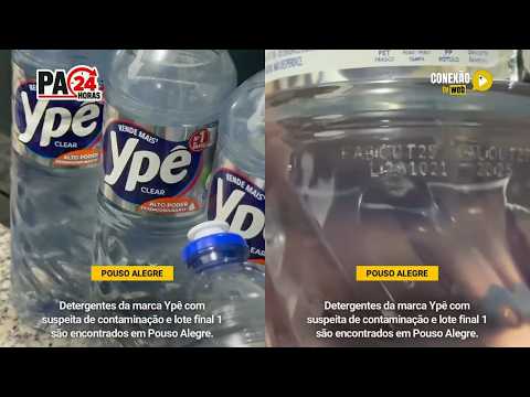 Vídeo: Detergentes da marca Ypê com suspeita de contaminação e lote final 1 são encontrados em Pouso Alegre.