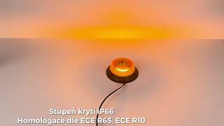 LED maják, 12-24V, 18xLED oranžový, pevná montáž, ECE R65