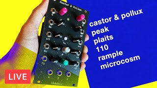Video thumbnail for Winterbloom Castor & Pollux w/ Friends (Plaits, Peak, Rample, Microcosm, Databender, Behringer 110) by moi mono