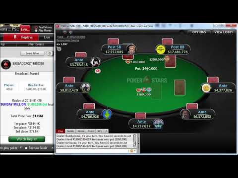 Replay |"PokerDave476" vs "tonkaaaa" Final table PokerStars $215 SUNDAY MILLION $1M Gtd Jan 20, 2019