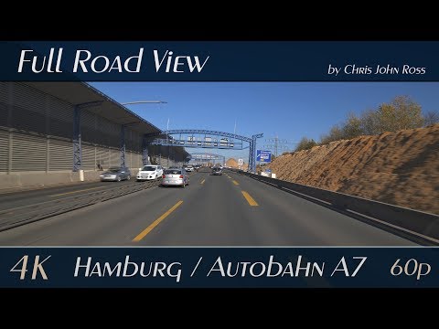 Hamburg/SH, Germany: Friedrich-Ebert-Straße, Schleswiger Damm, Autobahn (A7) - 4K (UHD/2160p/60p)