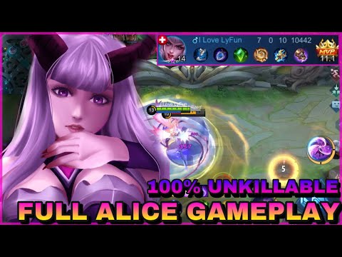 100% UNKILLABLE! ALICE DAMAGE BUILD 2021  | TOP 1 ALICE FULL GAMEPLAY NO CUT | ALICE MOBILE LEGENDS