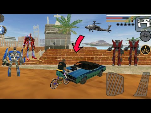 Vegas Crime Simulator ( BiCycle and Robot Car Collision) Transformers Fight Car Robot - Gameplay HD