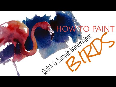 Ep 4 - SIMPLE Watercolour Birds. FLAMINGO - How to paint birds & wildlife plus drawing quick tips!