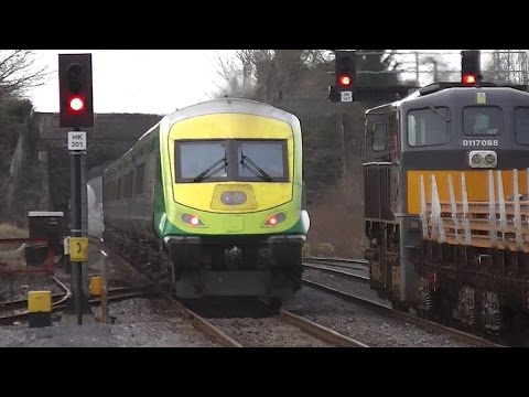 IE 201 Class Loco + Mk4 Intercity train - Kildare Station