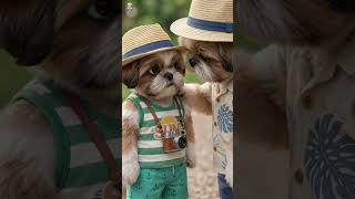 夏の噴水さんぽ！ラッキードリーとシーズー家族の癒し時間🐶⛲