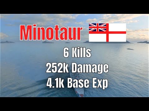 Minotaur T10 British Cruiser | 6 Kills, 4.1k Base Exp, 252k Damage | World of Warships