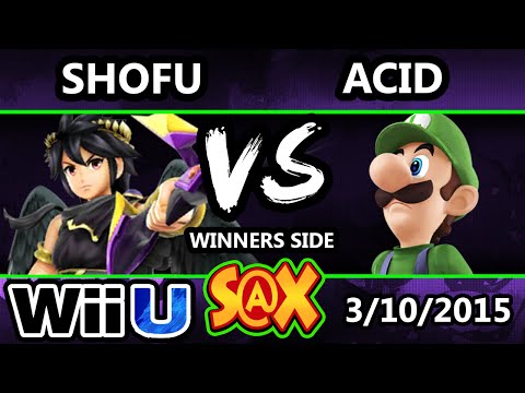 S@X - Shofu (Dark Pit) Vs. Acid (Luigi) SSB4 Tournament - Smash 4 - Smash Wii U