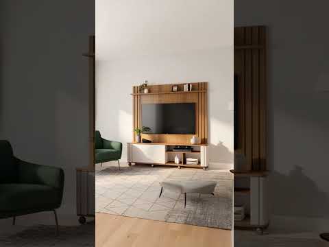 Video thumbnail of Estante Home HB Móveis Trinus 1.8 para TV de até 70 Polegadas com Prateleira e Nicho