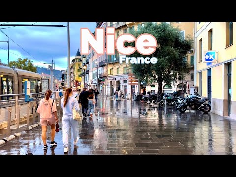 Nice, France 🇫🇷 - November 2022 - Evening Walking Tour In The Rain 🌧️ 4K-HDR 60fps