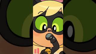 Cat Noir becomes the rival of a real cat! 🐈⬛ | Miraculous Chibi | Disney Channel Animation