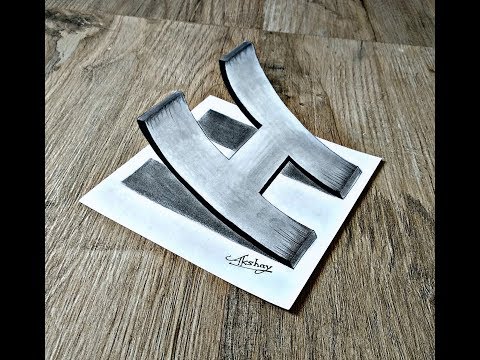 Very easy - How to draw 3D Curved Letter “H” - 3D Trick Art On Paper - Art Maker Akshay