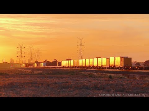 7901V Mildura Container Train Arrives During A Golden Sunset (16/9/2018)- PoathTV Australian Railway