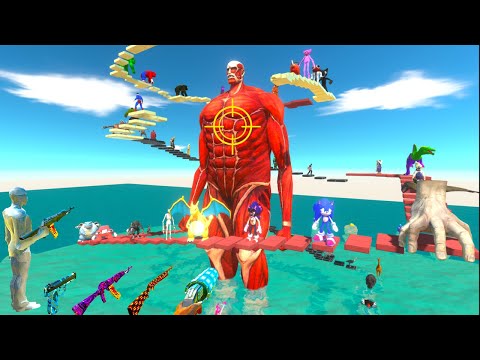 AROUND COLOSSAL TITAN  Deadly Parkour underwater - Animal Revolt Battle Simulator