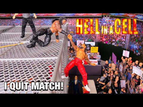Roman Reigns vs Jey Uso - Hell In A Cell I Quit Action Figure Match! Final Moments!