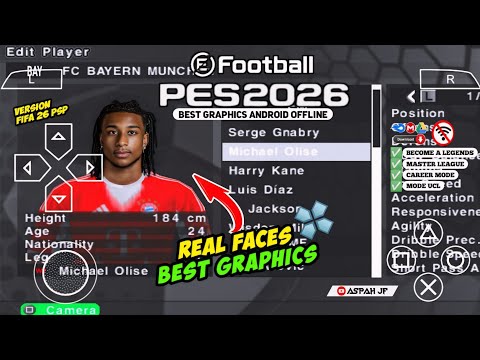 eFootball PES 2026 PPSSPP Android Offline Full Update UCL & League Kits 25/26 Season 4k Graphics