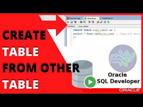 Oracle Sql Tutorial Create Table From Other Table Sql Developer Create Table As