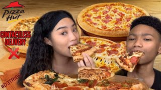 Pizza Hut Mukbang | CONTACTLESS DELIVERY | Sister and Brother Mukbang