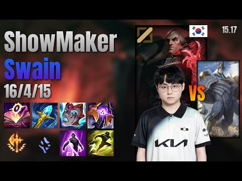 ShowMaker Mid Swain vs Galio lol KR solo rank Full Game 15.17 | 쇼메이커 스웨인 vs 갈리오
