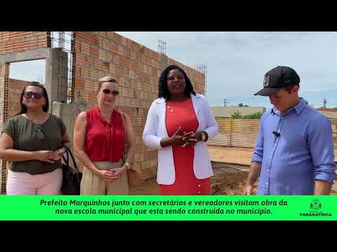 Prefeito Marquinhos junto com secretários e vereadores visitam obra da nova Escola Municipal
