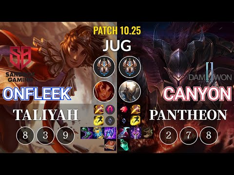 SB OnFleek Taliyah vs DWG Canyon Pantheon Jungle - KR Patch 10.25