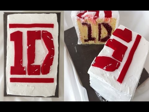 ONE DIRECTION バースデーケーキ 内側のロゴ入り HOW TO クックザット・アン・リアドン、ケーキの内側のサプライズ (ONE DIRECTION birthday cake with logo inside HOW TO Cook That Ann Reardon, surprise inside cake)