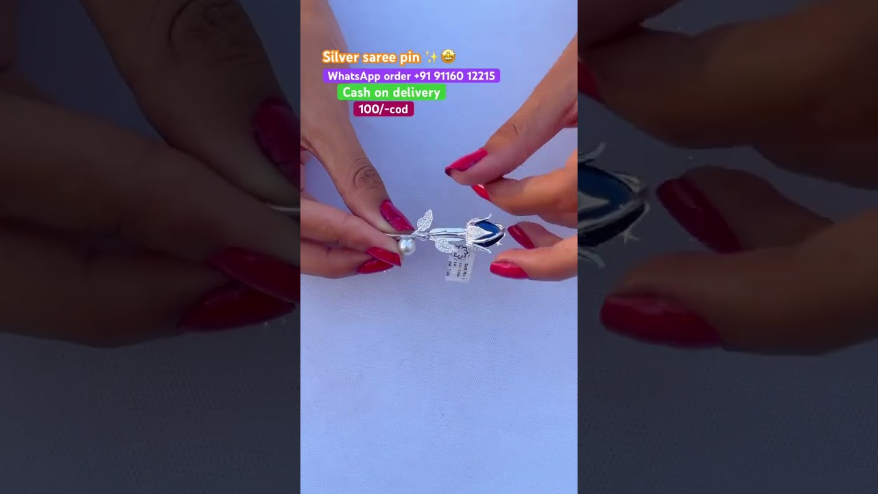 New designer beautiful silver saree pin ✨🤩with 65% discount on instant order #ytshorts #jewellery