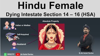 Hindu  Female Dying Intrastate| Hindu Succession Act 1956 | Section 14 to 16