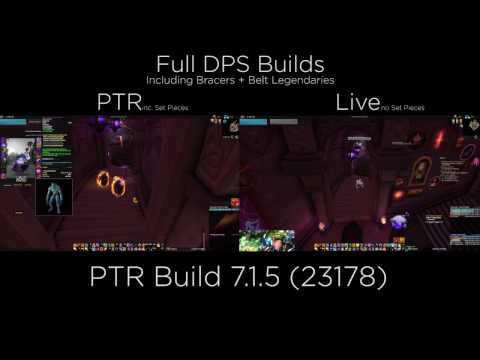 Fire mage DPS comparison Live vs PTR build 7.1.5 (23178) | Set Bonuses + Legendaries
